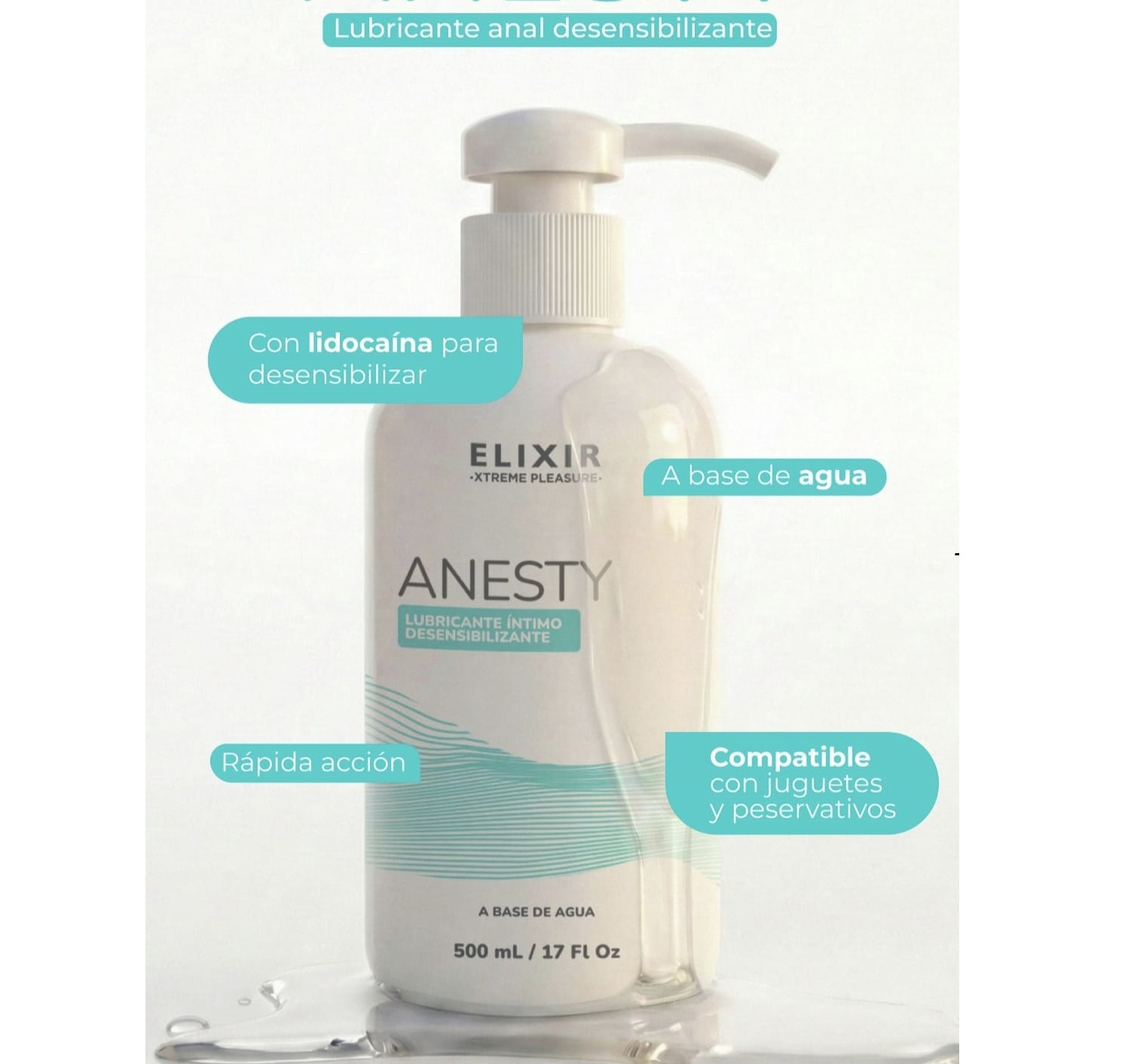 Lubricante anal 500 ml elixir a base de agua
