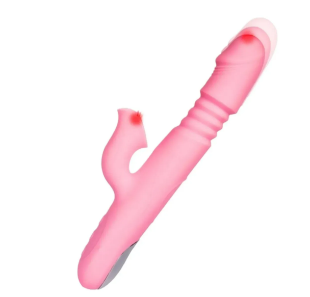 Vibrador de empuje y estimulador de clitoris, se calienta en la punta, 8 velocidades