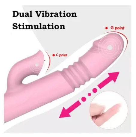 Vibrador de empuje y estimulador de clitoris, se calienta en la punta, 8 velocidades