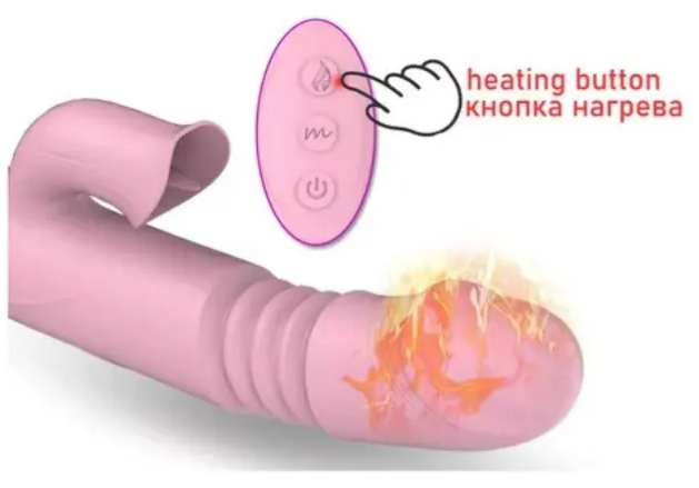 Vibrador de empuje y estimulador de clitoris, se calienta en la punta, 8 velocidades